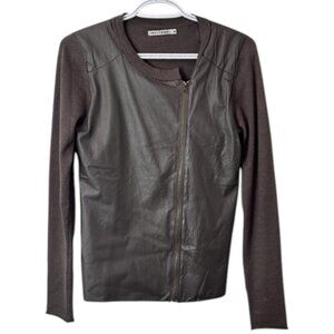 My Tribe black leather front asymmetrical zip jacket size M